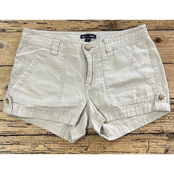Gap Women’s Size 4 Beige Aubrey Linen/Cotton Short W/ Pockets - Picture 1 of 7